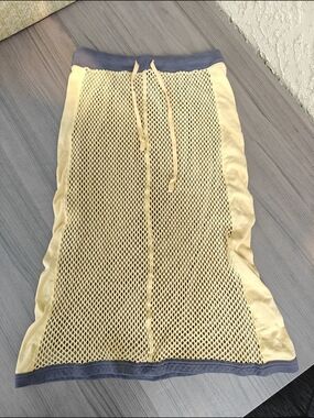Beams Boy Yellow Mesh Midi Skirt with Drawstring Waist